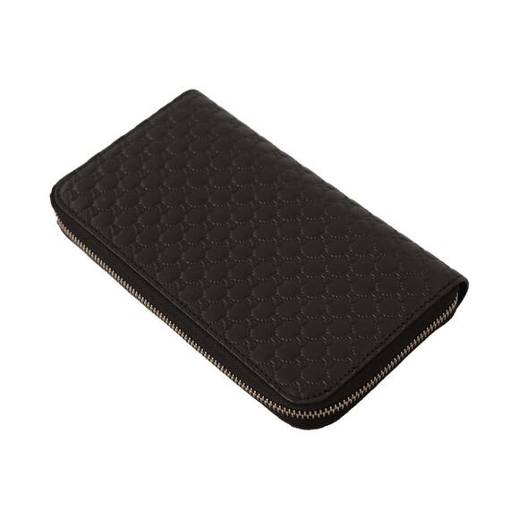 NEW Gucci Embossed Leather Zip Around Micro GG Logo Wallet Black Gold Hardware - Picture 4 of 8